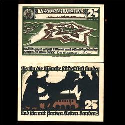 1922 25 Pfennig Vechtae Germany RARE Crisp Unc Note