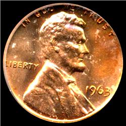 1963 Lincoln Cent Graded Red GEM