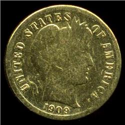 GOLD PLATED BARBER DIME