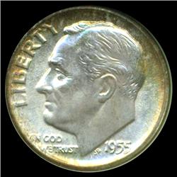 1955D Roosevelt Dime Coin Graded MS68