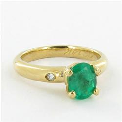 14K Gold .92ct Emerald+Diamond Ladies Ring Appraisal $3247