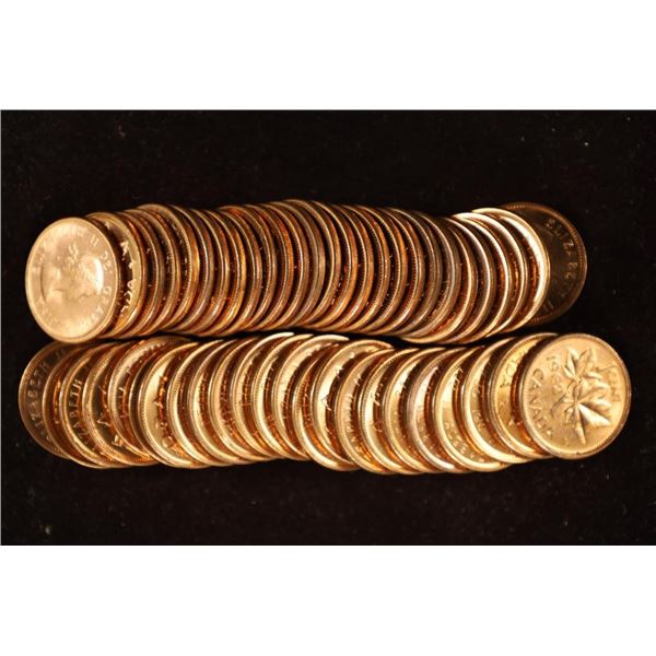 50 CENT ROLL OF 1962 UNC CANADA 1 CENT COINS