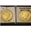 Image 2 : 2 GOLD PLATED CIVIL WAR KENNEDY HALF DOLLARS