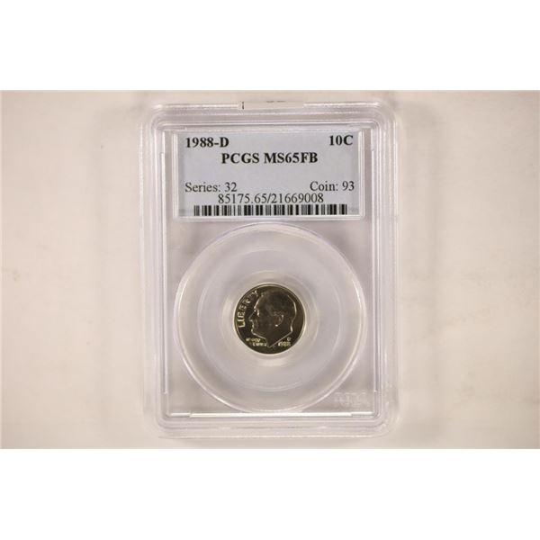 1988-D ROOSEVELT DIME PCGS MS65FB