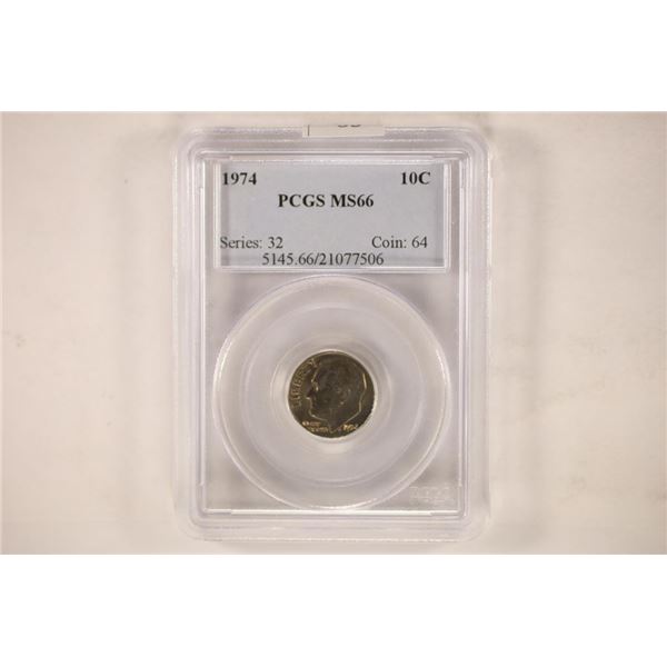 1974 ROOSEVELT DIME PCGS MS66