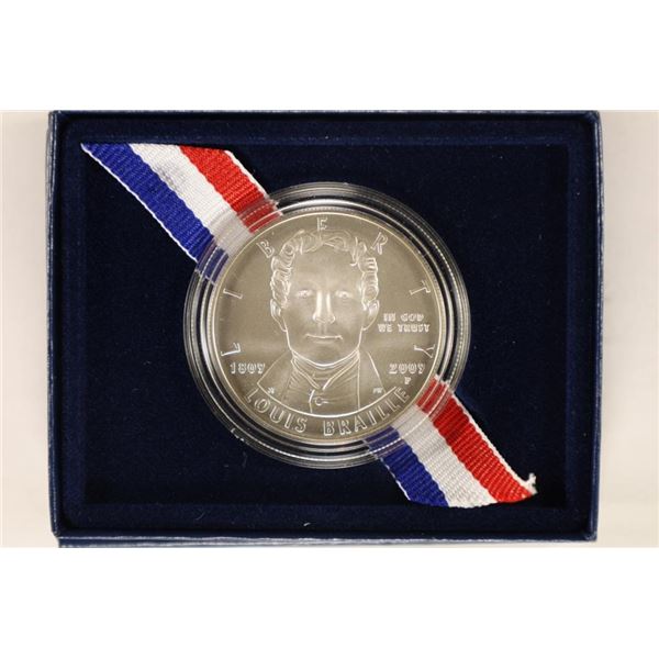 2009-P LOUIS BRAILLE BICENTENNIAL PROOF SILVER $