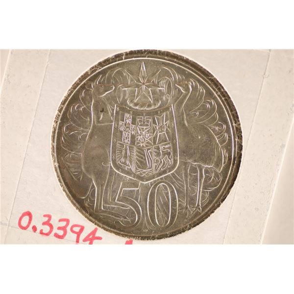 1966 AUSTRALIA SILVER 50 CENT PIECE UNC .3394 ASW