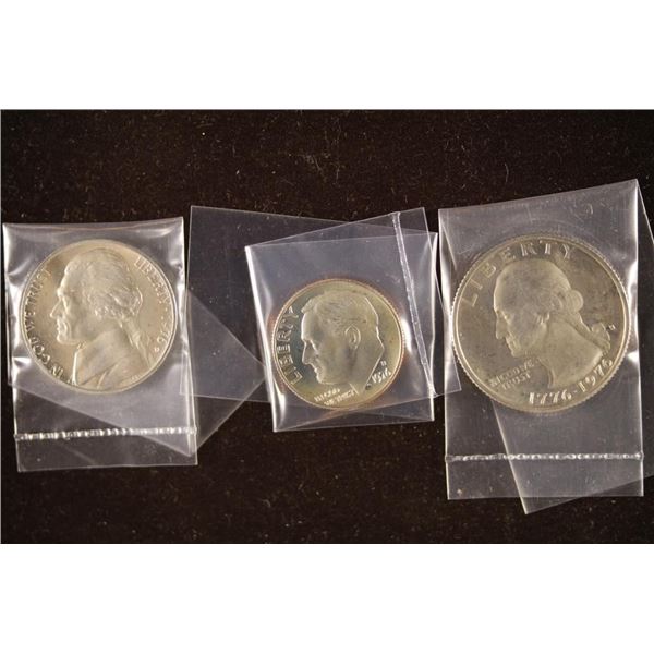 3-1976-S PROOF COINS: NICKEL, DIME & QUARTER