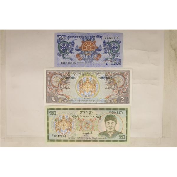 3-ROYAL GOVERNMENT OF BHUTAN CRISP UNC BILLS