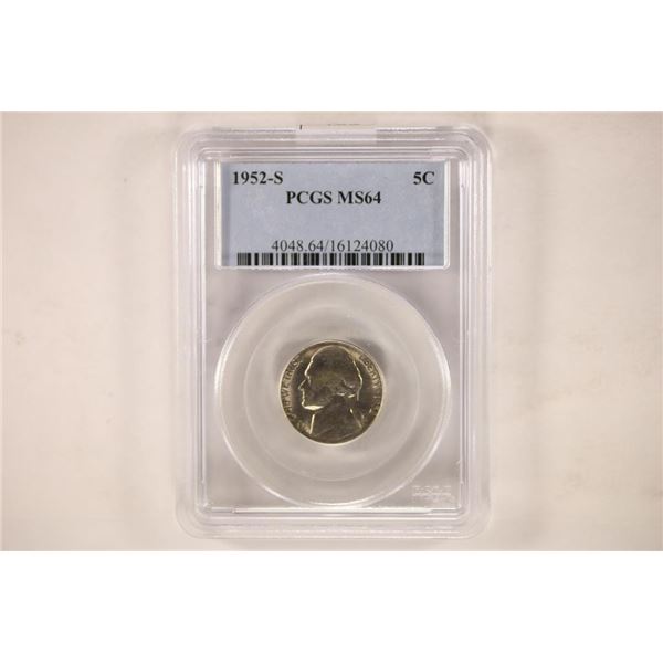 1952-S JEFFERSON NICKEL PCGS MS64