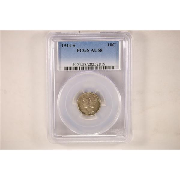 1944-S MERCURY SILVER DIME PCGS AU58