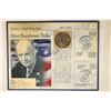 Image 1 : 1974 IKE SILVER DOLLAR ON INFORMATIONAL DISPLAY