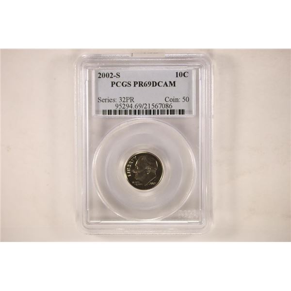 2002-S ROOSEVELT DIME PCGS PR69 DCAM