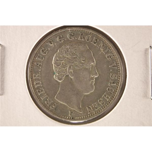 1846-F GERMANY / SAXONY SILVER 1/6 THALER EF