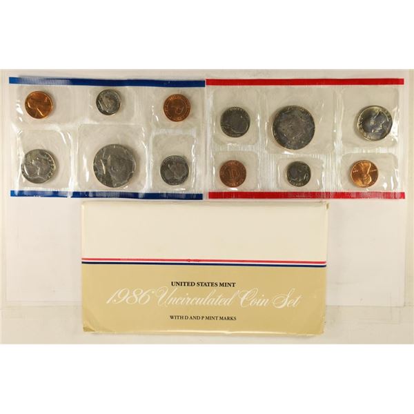 1986 US MINT SET (UNC) P/D (WITH ENVELOPE)