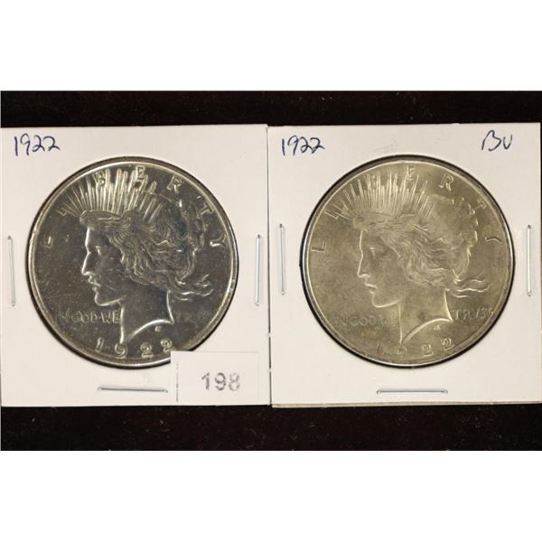 2-1922 PEACE SILVER DOLLARS BRILLIANT UNC