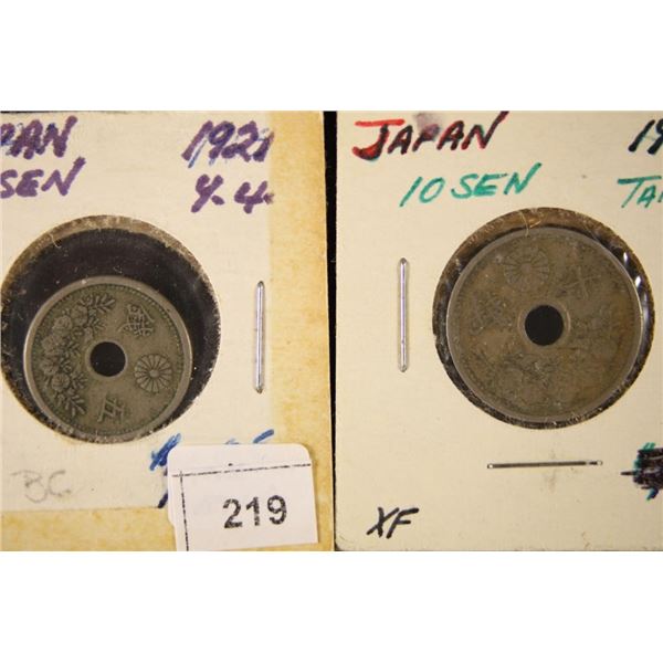 1921 JAPAN 5 SEN & 1925 JAPAN 10 SEN