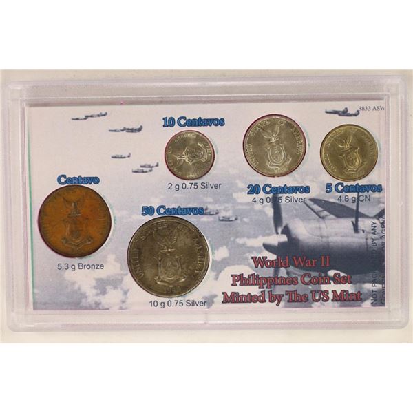 WWII PHILIPPINES COIN SET CONTAINS: 1944-S SILVER