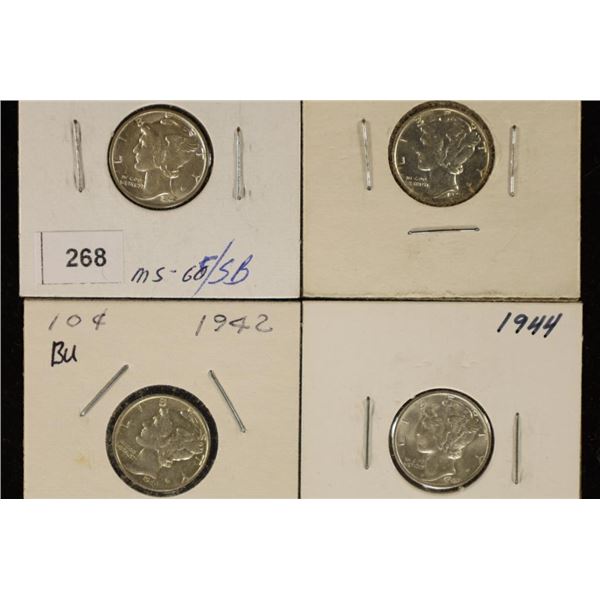 3-1942-P & 1-1944-P MERCURY DIMES BRILLIANT UNC