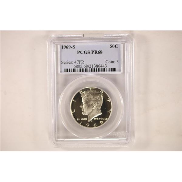 1969-S KENNEDY HALF DOLLAR PCGS PR68