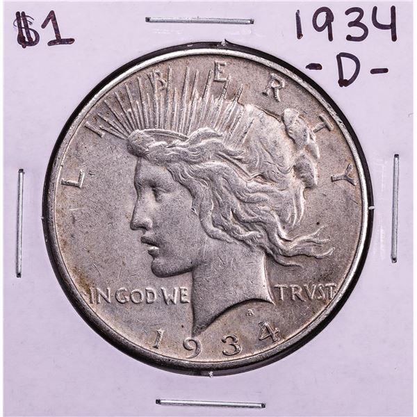 1934-D $1 Peace Silver Dollar Coin