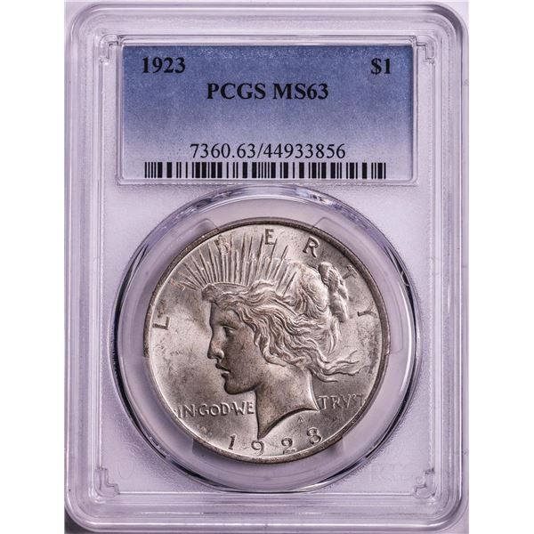 1923 $1 Peace Silver Dollar Coin PCGS MS63