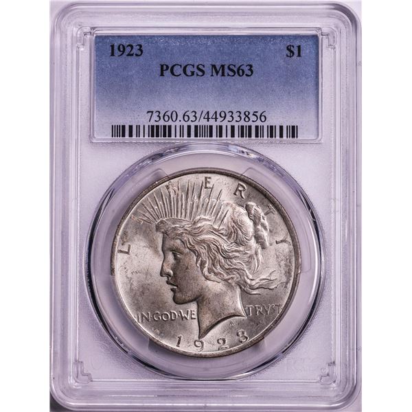 1923 $1 Peace Silver Dollar Coin PCGS MS63