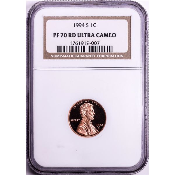 1994-S Proof Lincoln Memorial Cent Coin NGC PF70RD Ultra Cameo