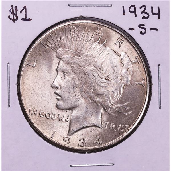 1934-S $1 Peace Silver Dollar Coin