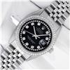 Image 3 : Rolex Men's Stainless Steel Black String Diamond Datejust Wristwatch