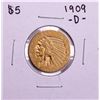 Image 1 : 1909-D $5 Indian Head Half Eagle Gold Coin