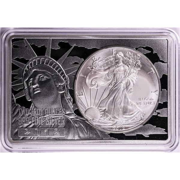 2012 $1 American Silver Eagle Coin & 2oz Silver Bar Set