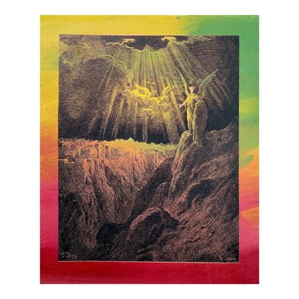 Steve Kaufman (1960-2010) "Guardian Angel" Original Mixed Media On Canvas