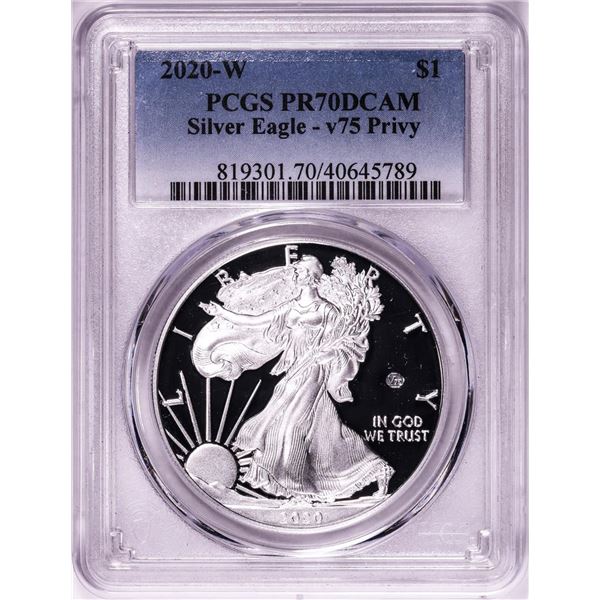 2020-W v75 Privy $1 Proof American Silver Dollar Coin PCGS PR70DCAM