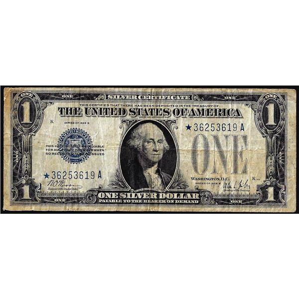 1928B $1 Funnyback Silver Certificate Star Note