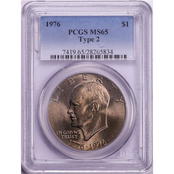 1976 Type 2 $1 Eisenhower Dollar Coin PCGS MS65