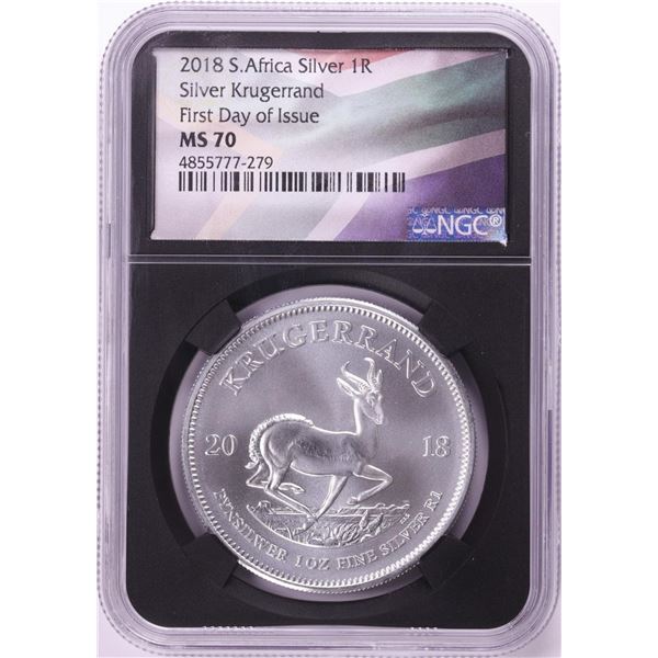 2018 South Africa Krugerrand Silver Coin NGC MS70 First Day of Issue