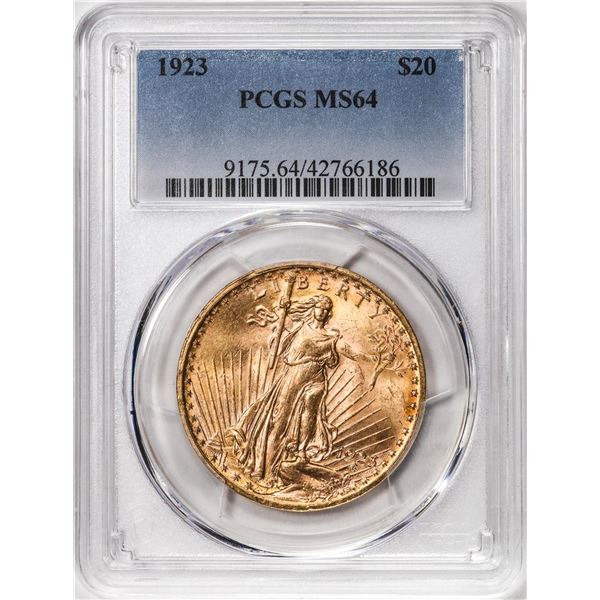 1923 $20 St. Gaudens Double Eagle Gold Coin PCGS MS64