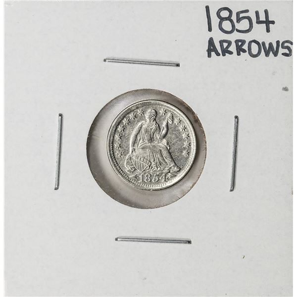 1854 Arrows Seated Liberty Half Dime Coin