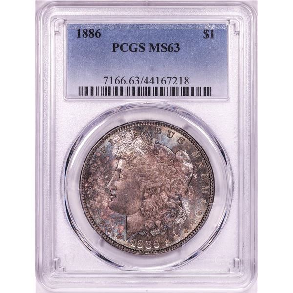 1886 $1 Morgan Silver Dollar Coin PCGS MS63
