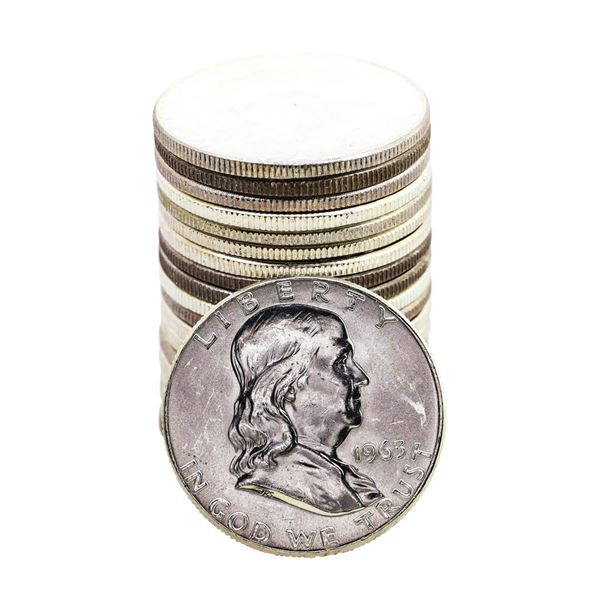 Roll of (20) Brilliant Uncirculated 1963 Franklin Half Dollar Coins