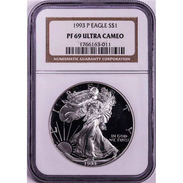 1993 $1 Proof American Silver Eagle Coin NGC PF69 Ultra Cameo