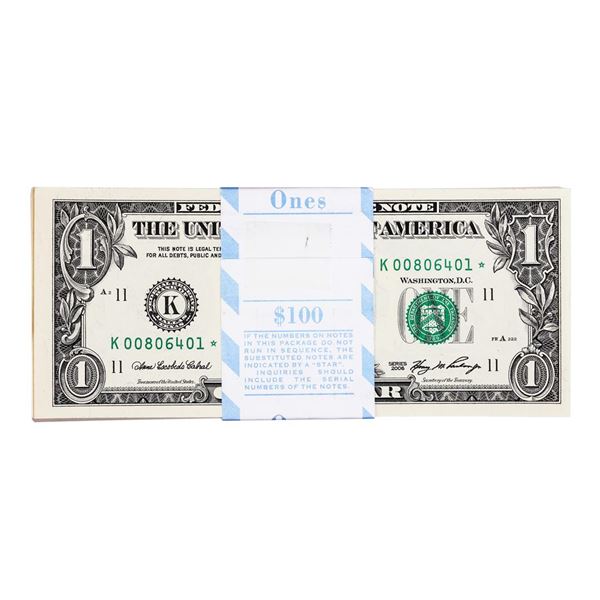 Pack of (100) Consecutive 2006 $1 Federal Reserve STAR Notes Dallas