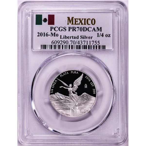 2016-Mo Mexico Proof 1/4 oz Silver Libertad Coin PCGS PR70DCAM