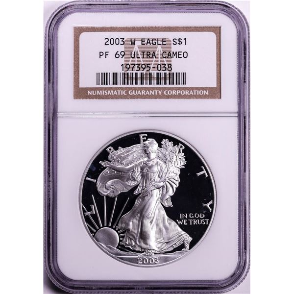 2003-W $1 Proof American Silver Eagle Coin NGC PF69 Ultra Cameo