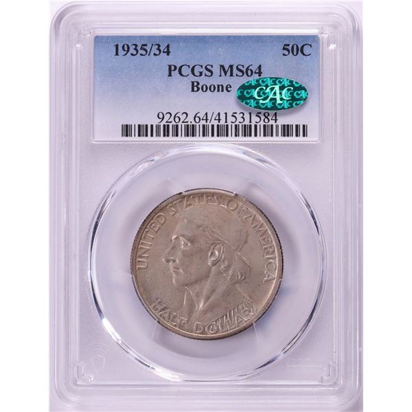 1935/34 Boone Commemorative Half Dollar Coin PCGS MS64 CAC