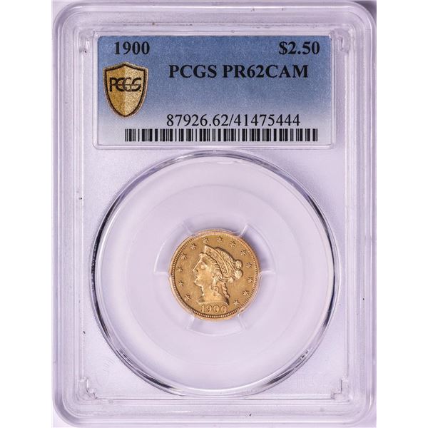 1900 Proof $2 1/2 Liberty Head Quarter Eagle Gold Coin PCGS PR62CAM