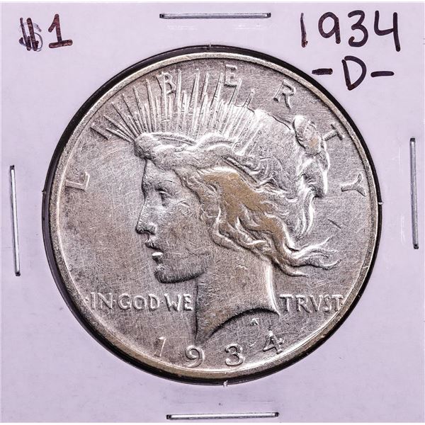 1934-D $1 Peace Silver Dollar Coin