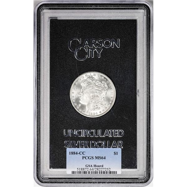 1884-CC $1 Morgan Silver Dollar Coin GSA Hoard Uncirculated PCGS MS64