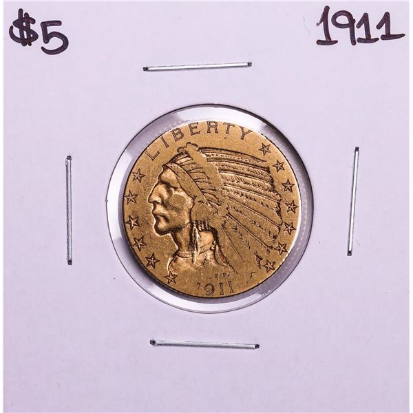 1911 $5 Indian Head Half Eagle Gold Coin